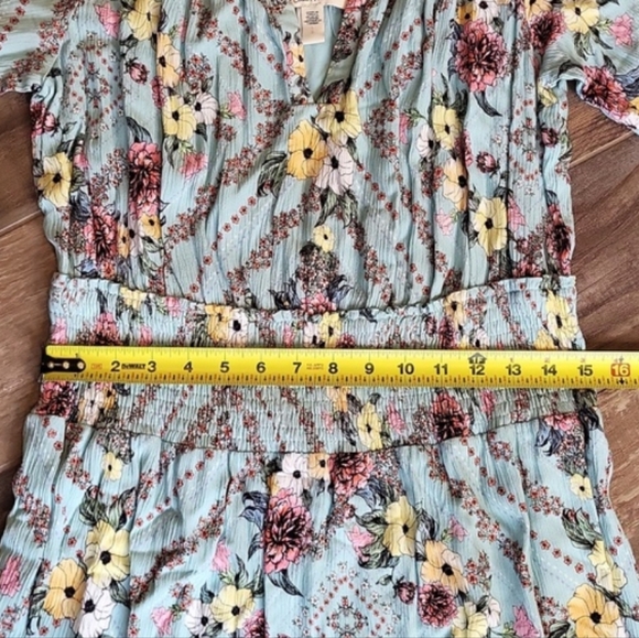 M/L Ella Moon Floral Off the Shoulder Elastic Waist Lined Dress - Picture 7 of 11